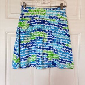 Icikuls Tropical Skort Women’s Small Blue Green Abstract Pockets Pull On Golf